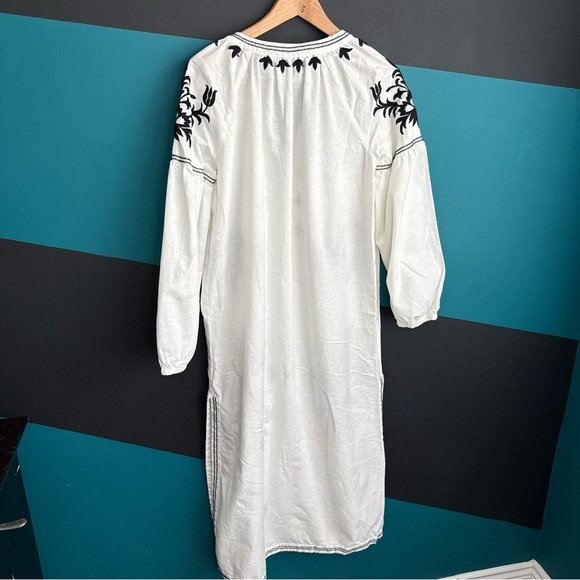 Zara Monochrome Embroidered Long Sleeve Dress - Picture 6 of 12
